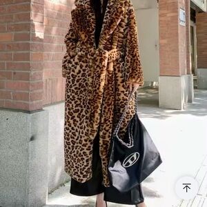 Leopard Print Faux Fur Coat